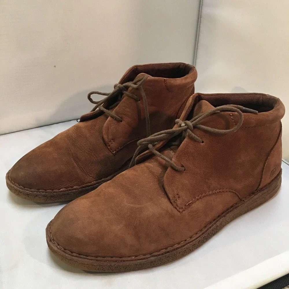 Born Chukka Boots Men 10.5 Brown Leather Lace Up BM0003706 Modern Minimalist
